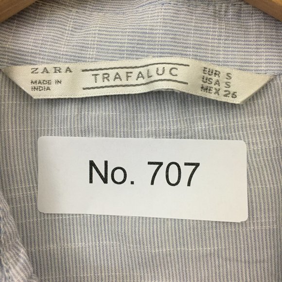 Zara Womens Size S Button Up Shirt Short Sleeve Light Blue Cotton Blend - Picture 12 of 12